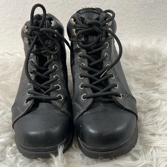 HARLEY DAVIDSON WOMEN'S TYLER MOTORCYCLE BOOTS ROUND TOE LEATHER - Picture 2 of 16